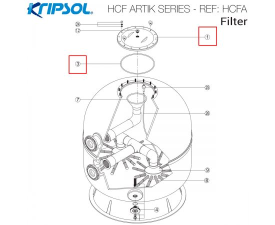 Кришка фільтра Kripsol AK (RCFI0001.01R/500321000101) - схема