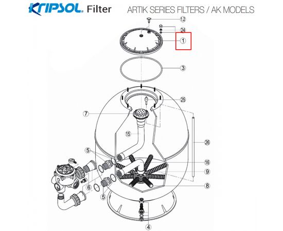 Кришка фільтра Kripsol ARTIK AK MODELS 500201001000 - схема