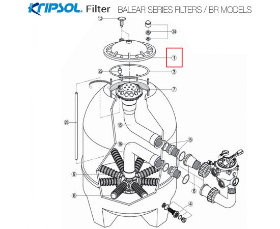 Крышка фильтра Kripsol BALEAR BR MODELS 500201001000 - схема