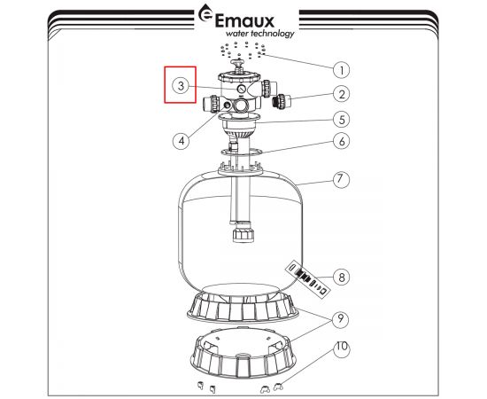 ​Фитинг манометра клапана Emaux MPV (89280120) - схема