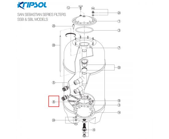 ​Сепаратор (дюза) фільтра Kripsol RCFI0008.03R/500321000803 - схема