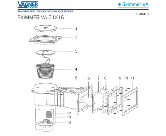 Скиммер Vagner Pool VA 1540410 - схема