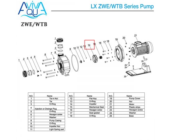Сальник насоса Aquaviva ZWE/WTB (F01200013 №15) - схема