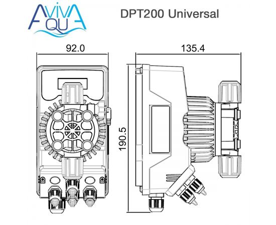 ​Дозирующий насос Aquaviva Universal DPT200NPE0012/0001 - размеры