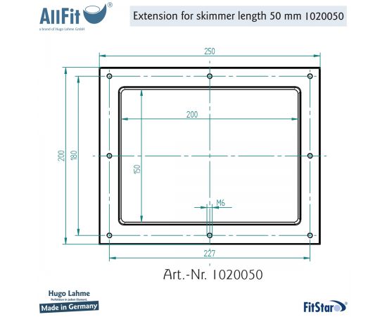 Подовжувач горловини скімера Fitstar 50 мм (1020050) - розміри