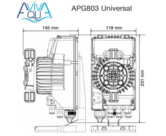 Дозирующий насос Aquaviva Universal APG803NHP0002 - размеры
