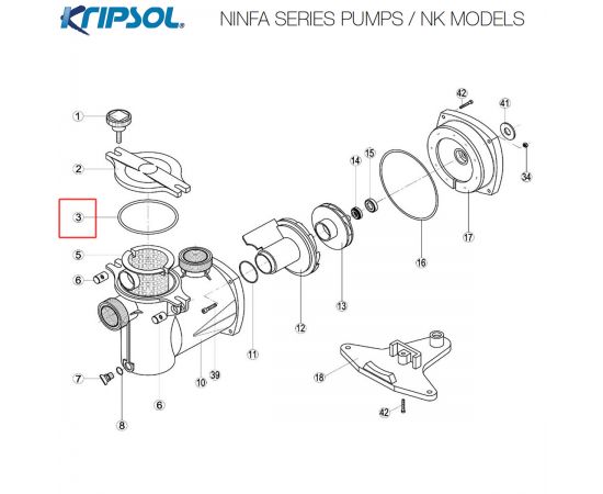 Уплотнитель насоса ​Kripsol NK RPUM0003.00R / RBH0011.00R / ​500100110000 - схема