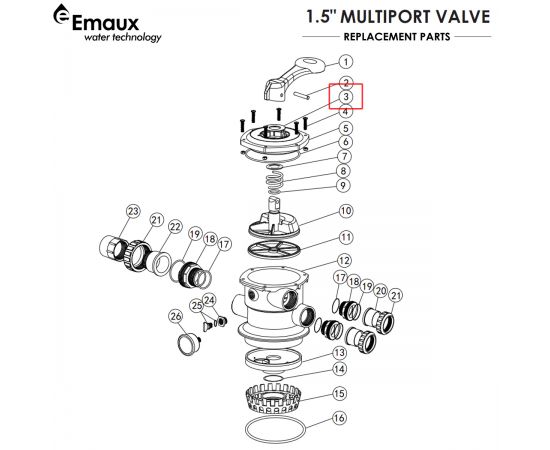Шайба 6-позиційного клапана Emaux MPV01 (01181001) - схема