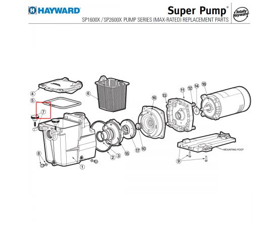 Гвинт кришки префільтра Hayward Super Pump (SPX1600PN) - схема