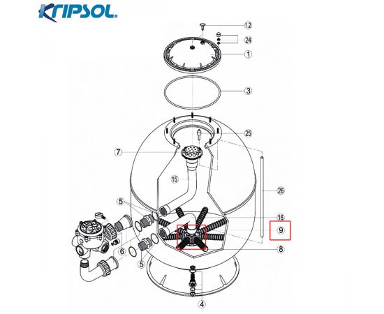 Коллектор фильтра Kripsol Artik (R2029090 / RFD0300.00R) - схема