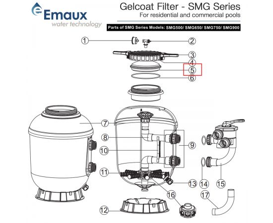 Крышка фильтра Emaux SMG Ring-Lock (01201020) - схема
