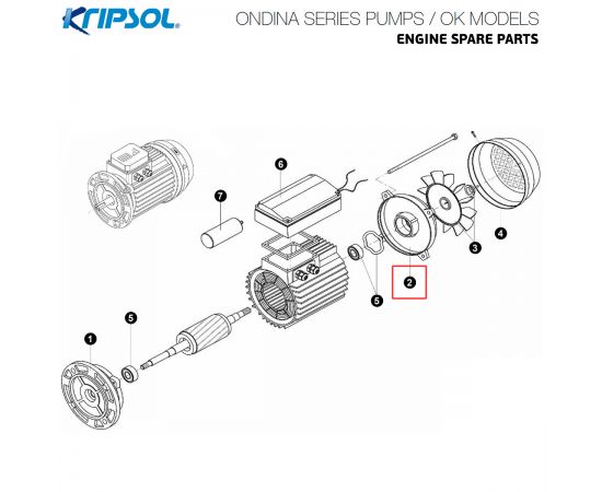 ​Крышка двигателя насоса Kripsol MEC 63 7301.A/RMOT0002.01R - схема