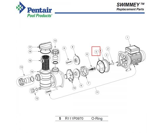 Ущільнювальне кільце​ насоса Pentair Swimmey R111P0970 - схема