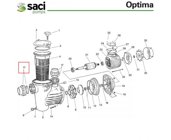 Накидная гайка 50 мм насоса Saci Optima, 92401110 - схема