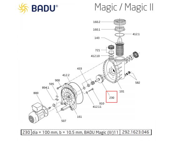 Крильчатка насоса​ Badu Magic 292.1623.046​​ - схема