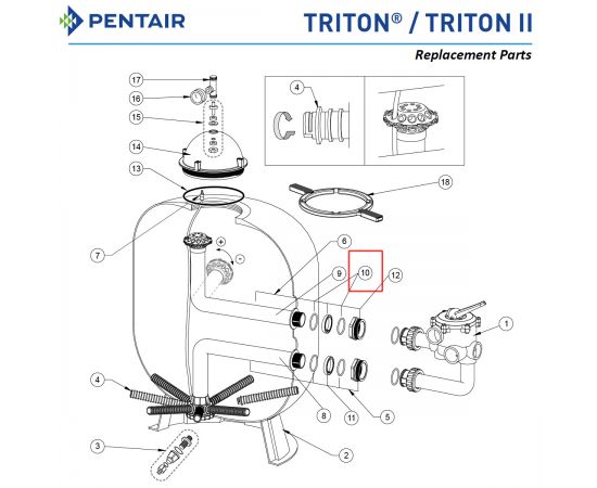 Ущільнювальне кільце муфти фільтра Pentair Triton TR (R154492) - схема