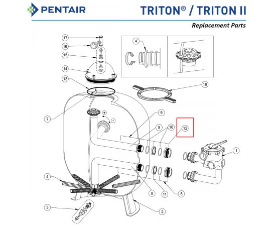 ​Гайка різьбова фільтра Pentair Triton TR (RTTBHD) - схема