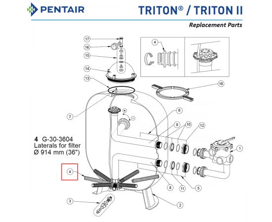 ​Сепаратор (дюза) фильтра Pentair Triton TR G-30-3604 / R303604​ - схема