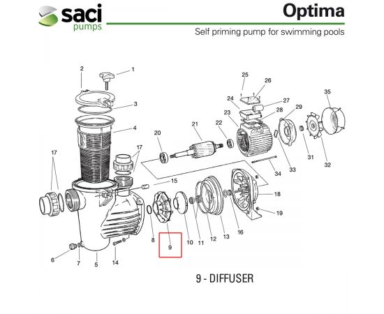 Диффузор насоса Saci Optima (92401030) - схема