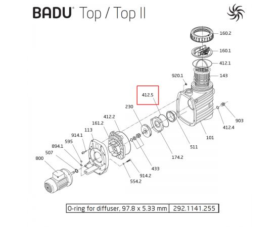 Ущільнювальне кільце Badu Top / Top II 292.1141.255 - схема