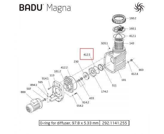 Уплотнительное кольцо Badu Magna 292.1141.255 - схема