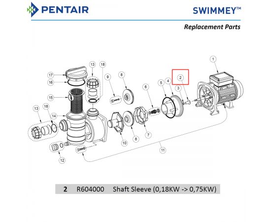 Втулка валу насоса Pentair Swimmey 8M-19M (R604000) - схема