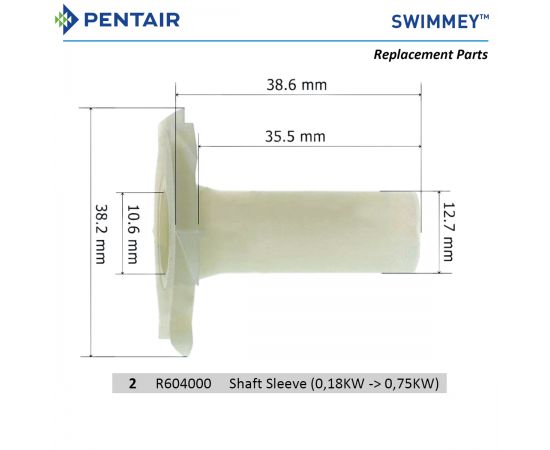 Втулка валу насоса Pentair Swimmey 8M-19M (R604000) - розміри
