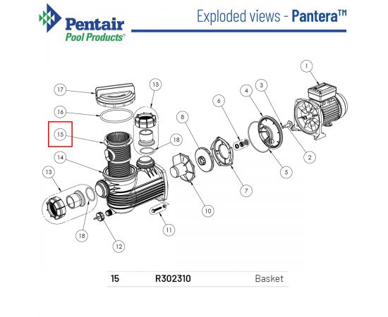Корзина префильтра насоса Pentair Pantera R302310 - схема
