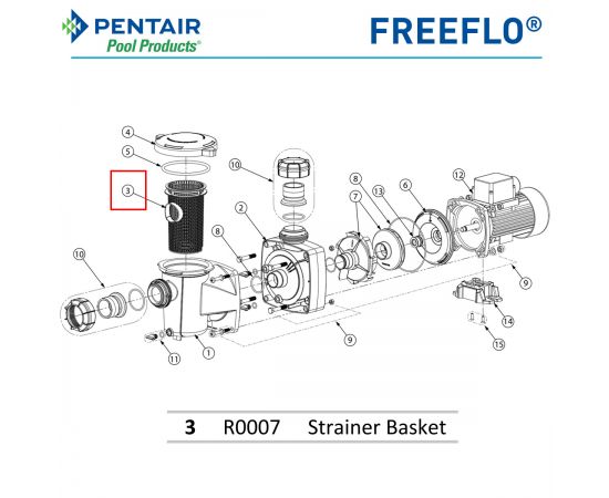 Корзина префильтра насоса Pentair FREEFLO FFL R0007 - схема