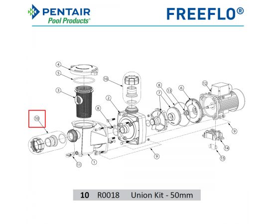 Гайка накидная насоса Pentair FREEFLO FFL R0018 - схема