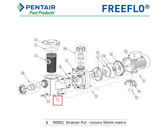 Корпус префильтра насоса Pentair FREEFLO FFL R0001 - схема
