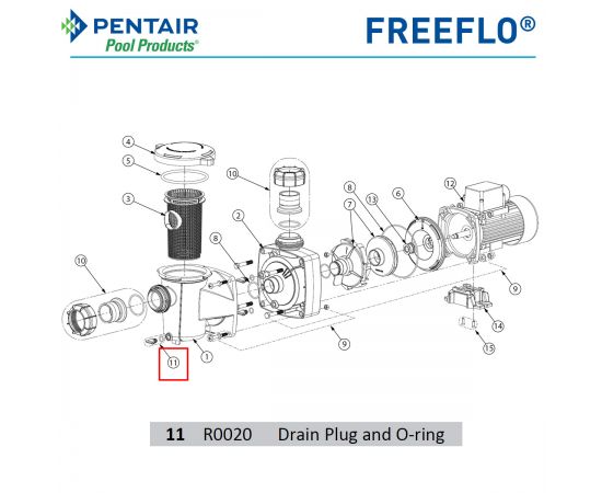 Дренажна заглушка насоса Pentair FREEFLO FFL R0020 - схема