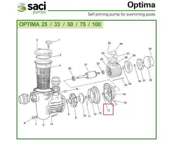 Захисне ущільнювальне кільце​ IP-55 насоса Saci Optima 92401051​​ - схема 1