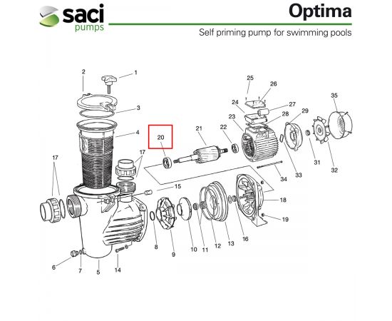 ​Підшипник двигуна насоса Saci Optima 92400116 - схема 2