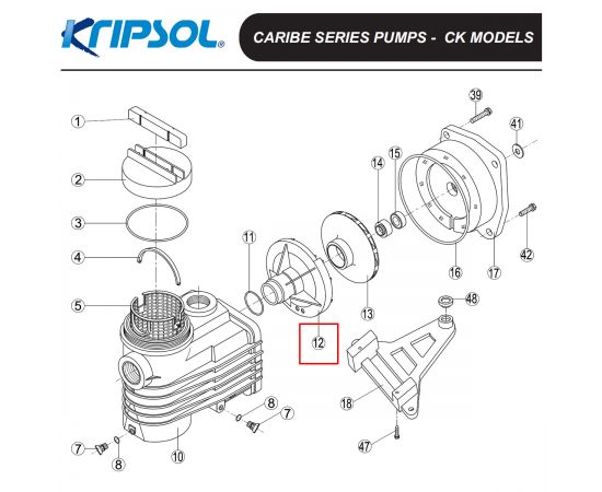 Дифузор насоса Kripsol CK ROK120 500100060002 / RPUM0012.02R - схема