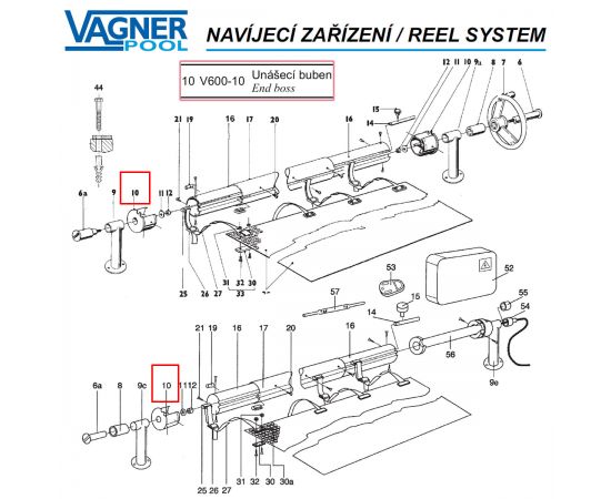 Втулка вала для навивальної ролети Vagner Pool V600-10 - схема