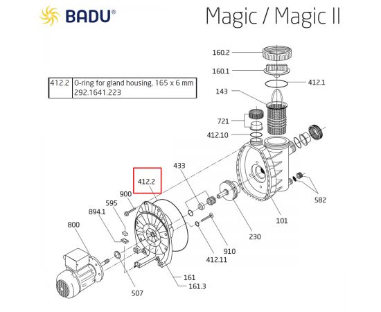 Уплотнительное кольцо корпуса насоса Badu Magic 292.1641.223 - схема