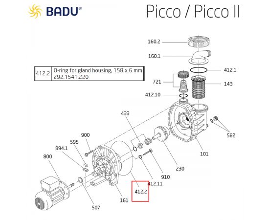 Уплотнительное кольцо Badu Picco / Picco II 292.1541.220​ - схема