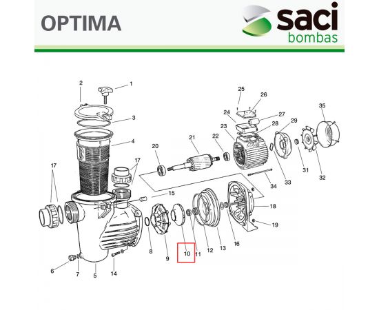 Крыльчатка насоса Saci Optima 75 - схема