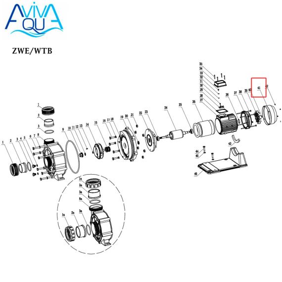 ​Кришка вентилятора насоса Aquaviva LX WTB/WP500-I (B17010014 №41)​ - схема
