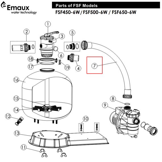 ​Шланг з'єднувальний Emaux FSF500 (89032301/89032302)​ - схема