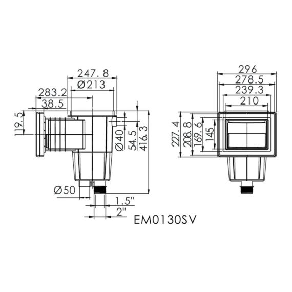 Скиммер Emaux EM0130-SV Standart 91600316 DG с латунными вставками, под лайнер