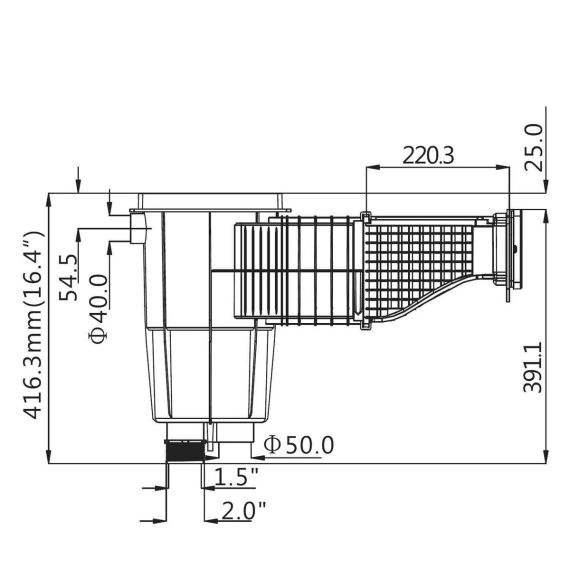 Скиммер Emaux EM0180-SV MIRROR 91601023 DG с латунными вставками, под лайнер, изображение 3