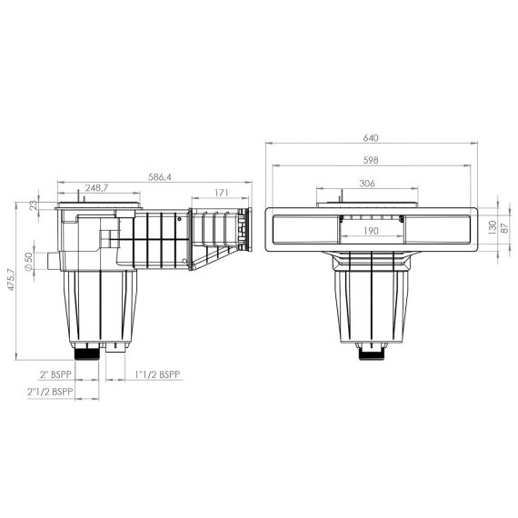 Скиммер Hayward X-Pro 600 X600PIW с латунными вставками, под стекловолокно, изображение 3
