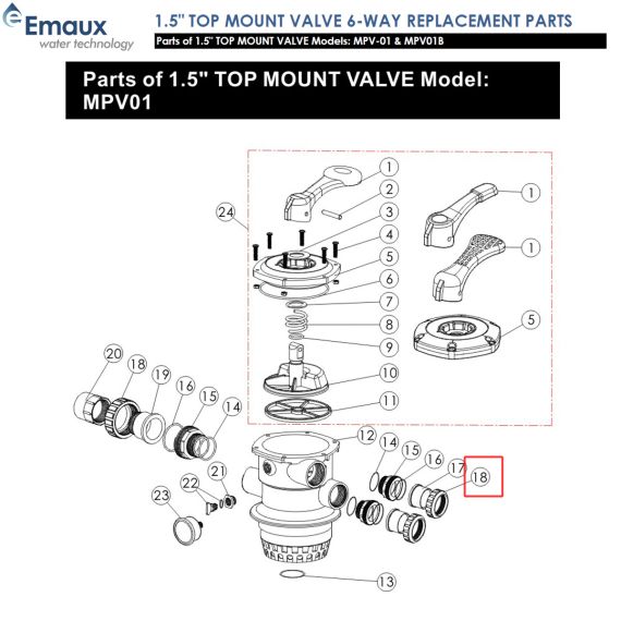 ​Гайка соединительная Emaux MPV01 (01051014) - схема