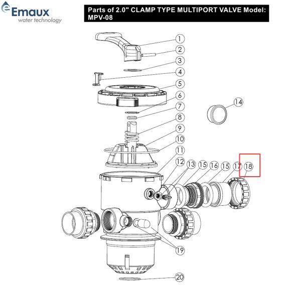 ​Гайка соединительная Emaux MPV08 01013032 2"​ - схема