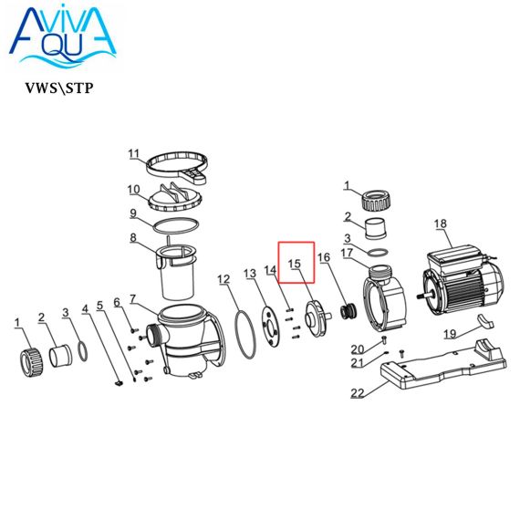 Крильчатка насоса Aquaviva VWS/STP 250T (A03050115 №15) - схема