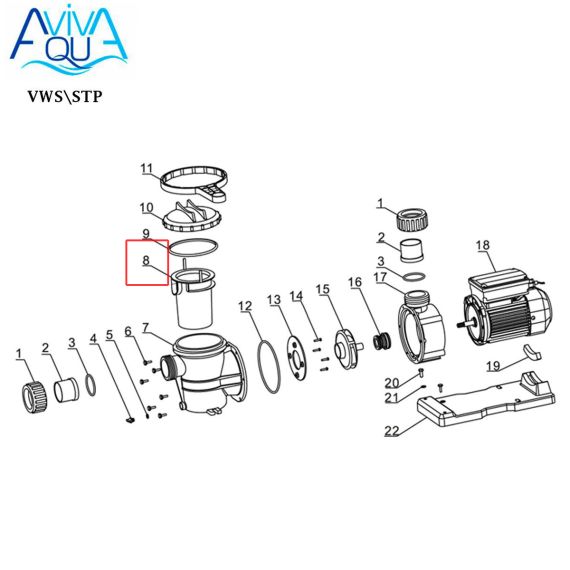Корзина префильтра насоса Aquaviva STP 35-120 (A34080012 №8) - схема