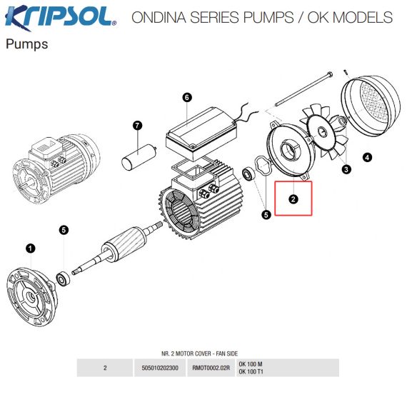 ​​Крышка двигателя насоса Kripsol OK​ MEC 71/M3 505010202300 - схема