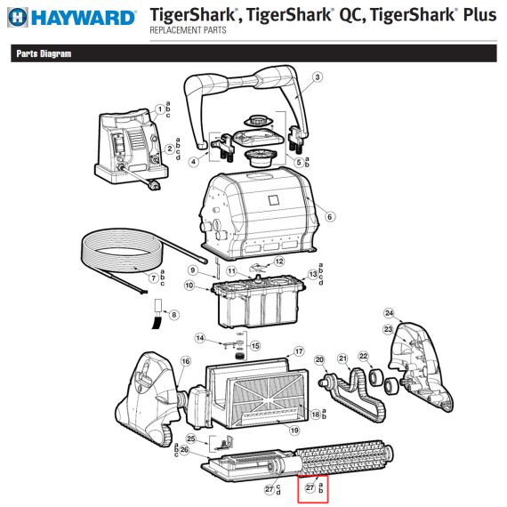 Очисний валик Hayward TigerShark (RCX26012rubber) - схема